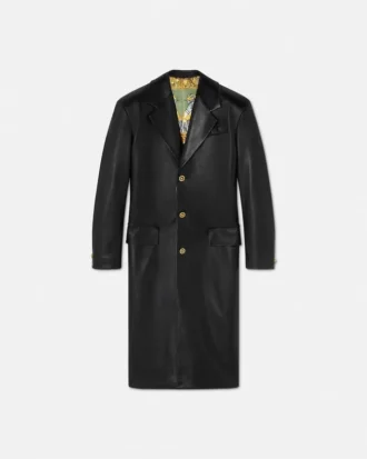 Plong&eacute; Leather Single-Breasted Coat