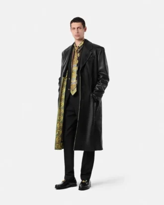 Plong&eacute; Leather Single-Breasted Coat