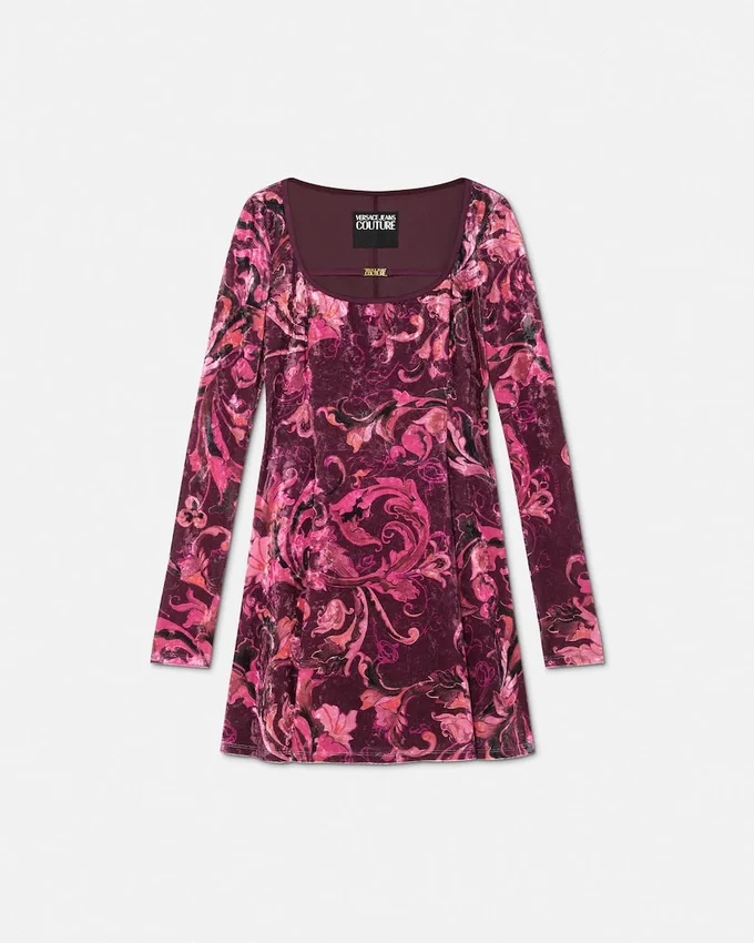 Porcelain Barocco Velvet Mini Dress Porcelain Barocco Velvet Mini Dress