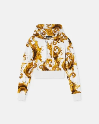 Printed Cotton-Jersey Crop Hoodie