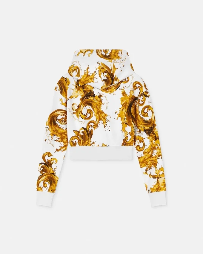 Printed Cotton-Jersey Crop Hoodie Printed Cotton-Jersey Crop Hoodie