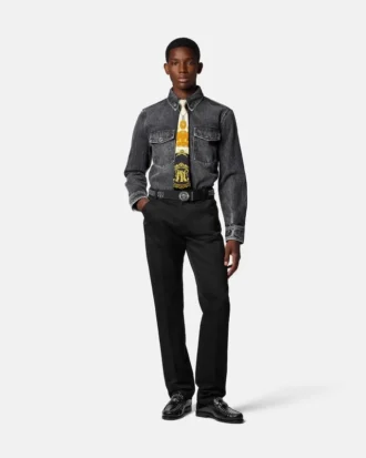 Printed-Foulard Denim Overshirt