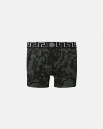 Printed Jacquard Cotton-Jersey Long Trunks