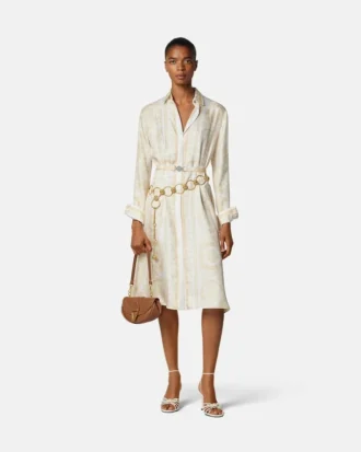 Printed Silk Twill Midi Shirt Dress
