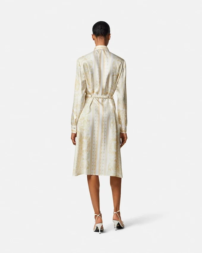 Printed Silk Twill Midi Shirt Dress Printed Silk Twill Midi Shirt Dress