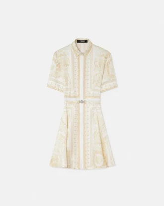 Printed Silk Twill Mini Shirt Dress