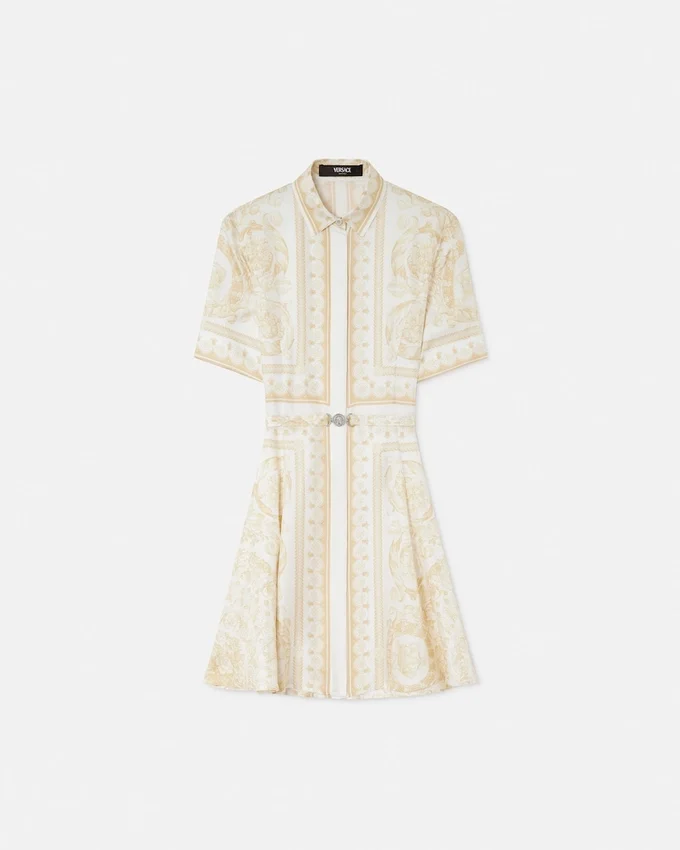 Printed Silk Twill Mini Shirt Dress Printed Silk Twill Mini Shirt Dress
