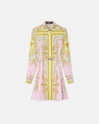 Printed Silk Twill Mini Shirt Dress