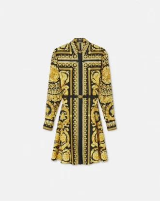 Printed Silk Twill Mini Shirt Dress