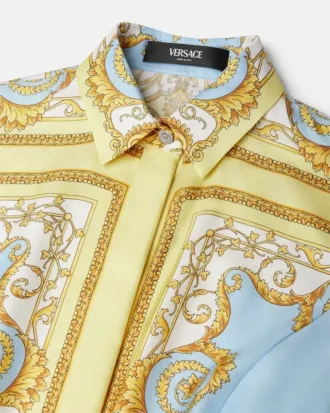 Printed Silk Twill Mini Shirt Dress