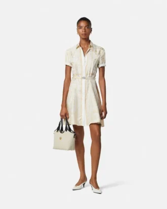 Printed Silk Twill Mini Shirt Dress