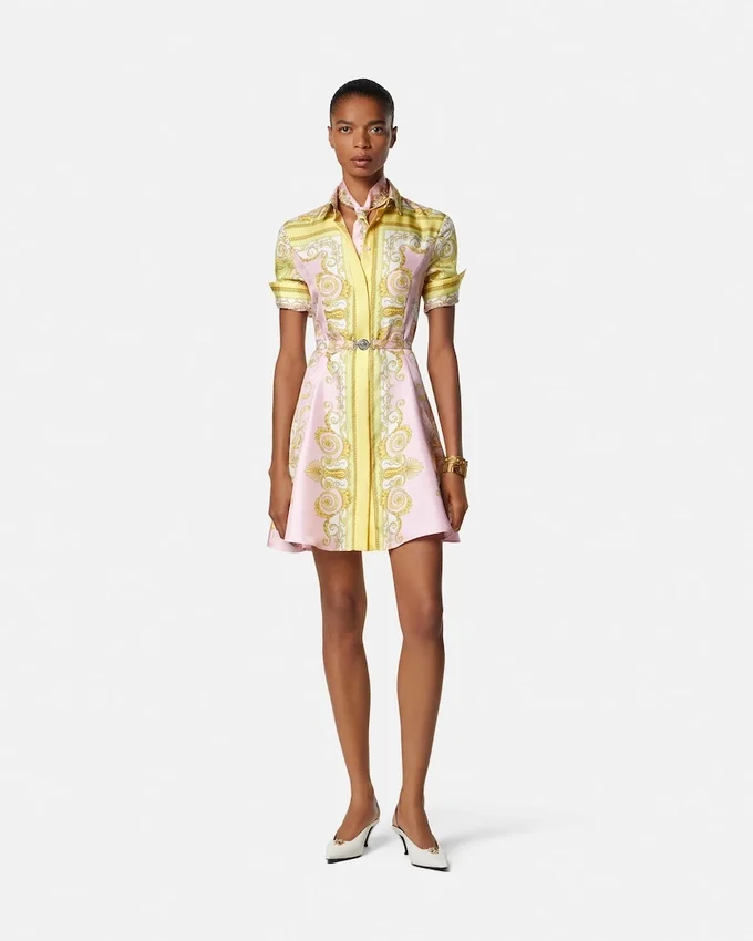 Printed Silk Twill Mini Shirt Dress Printed Silk Twill Mini Shirt Dress
