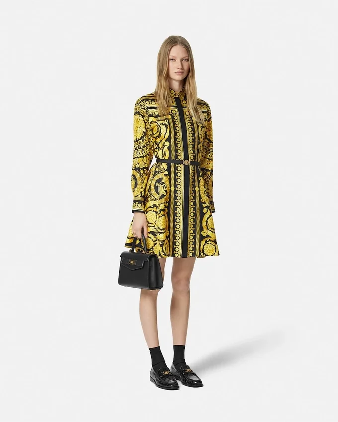 Printed Silk Twill Mini Shirt Dress Printed Silk Twill Mini Shirt Dress