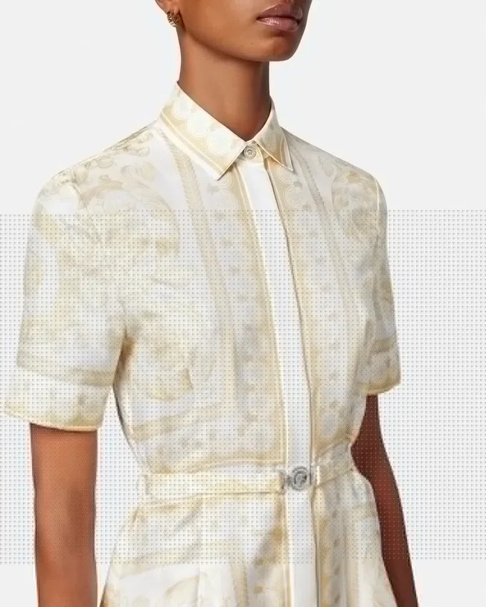 Printed Silk Twill Mini Shirt Dress Printed Silk Twill Mini Shirt Dress