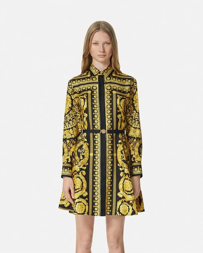 Printed Silk Twill Mini Shirt Dress Printed Silk Twill Mini Shirt Dress