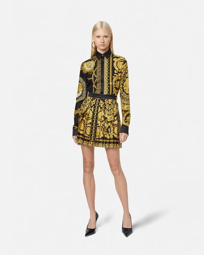 Printed Silk Twill Pleated Mini Skirt Printed Silk Twill Pleated Mini Skirt
