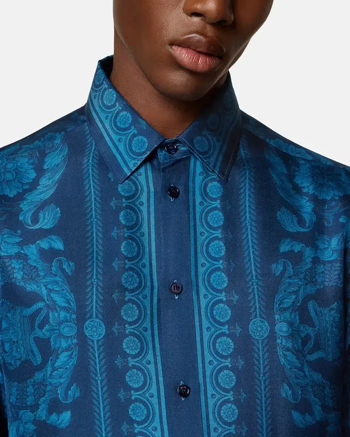 Printed Silk Twill Slim Shirt Printed Silk Twill Slim Shirt