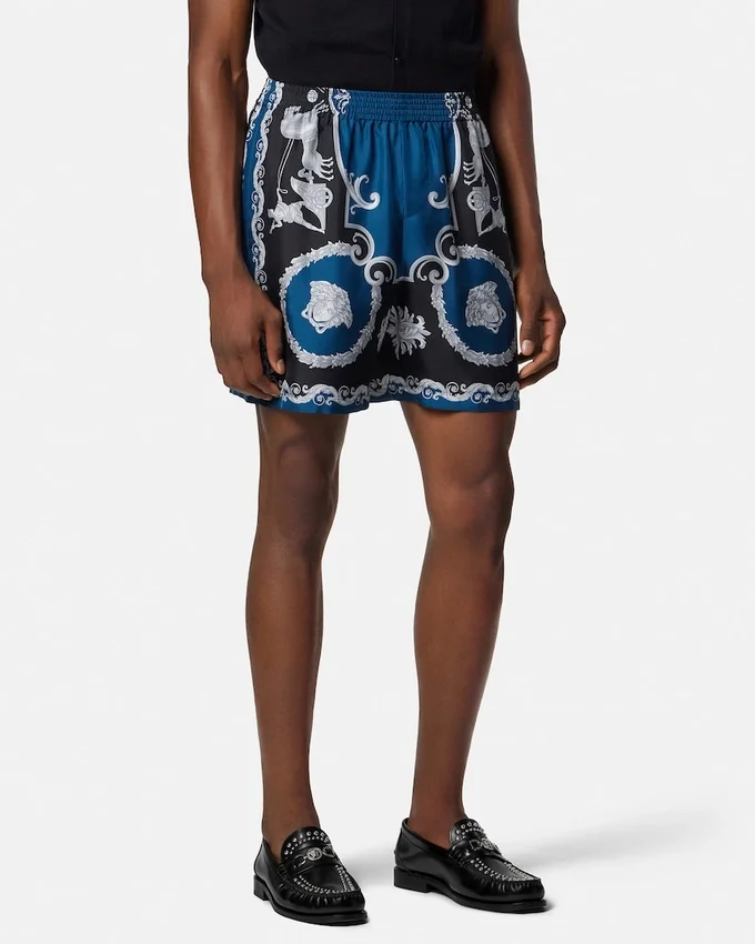Printed Silk Twill Slim Shorts Printed Silk Twill Slim Shorts