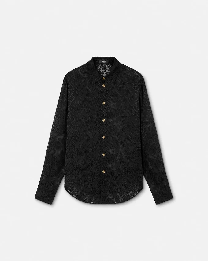 Python-Devoré Silk-Blend Evening Shirt Python-Devoré Silk-Blend Evening Shirt