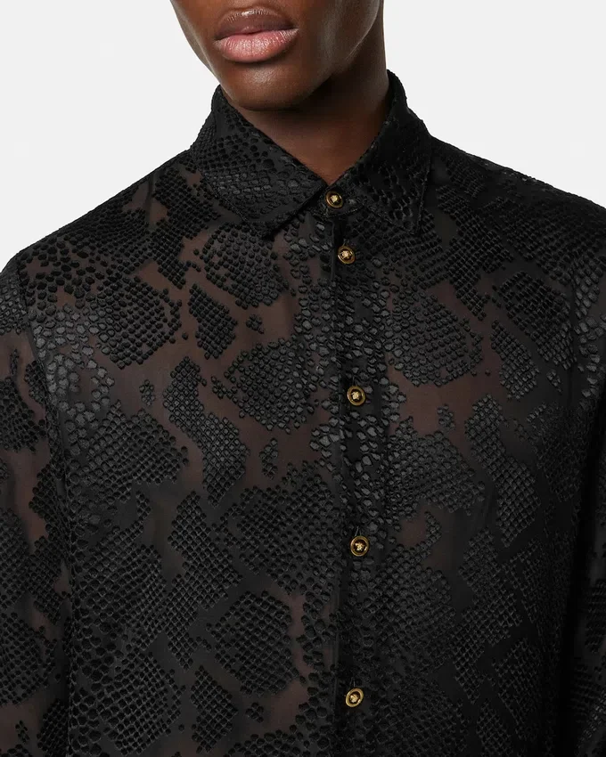 Python-Devoré Silk-Blend Evening Shirt Python-Devoré Silk-Blend Evening Shirt