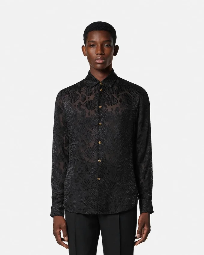 Python-Devoré Silk-Blend Evening Shirt Python-Devoré Silk-Blend Evening Shirt