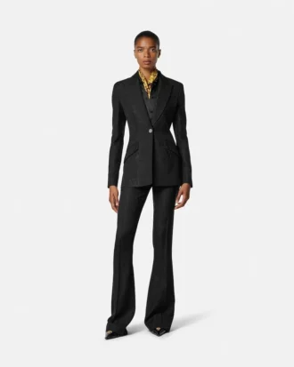 Python-Jacquard Wool-Blend Pants
