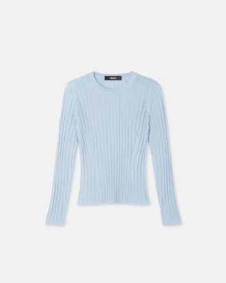Ribbed Knit Viscose-Blend Crewneck Top