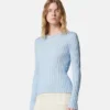 Ribbed Knit Viscose-Blend Crewneck Top Ribbed Knit Viscose-Blend Crewneck Top