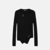 Safety Pin Asymmetric Ribbed Knit Sweater Safety Pin Asymmetric Ribbed Knit Sweater