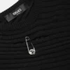 Safety Pin Asymmetric Ribbed Knit Sweater Safety Pin Asymmetric Ribbed Knit Sweater