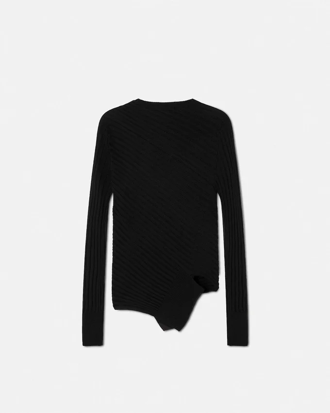 Safety Pin Asymmetric Ribbed Knit Sweater Safety Pin Asymmetric Ribbed Knit Sweater