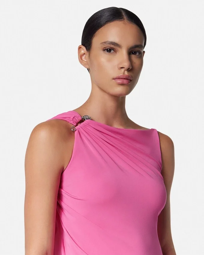 Safety Pin Draped Flared Mini Dress Safety Pin Draped Flared Mini Dress