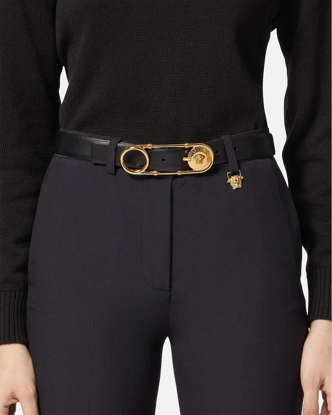 Safety Pin Leather Belt 3 cm Safety Pin Leather Belt 3 cm
