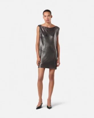 Safety Pin Metal Mesh Mini Dress