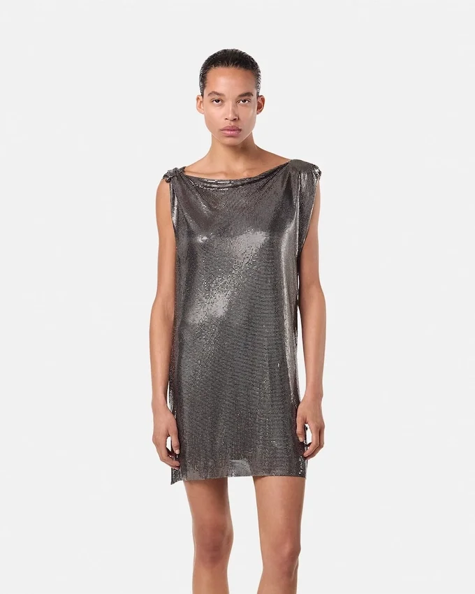 Safety Pin Metal Mesh Mini Dress Safety Pin Metal Mesh Mini Dress