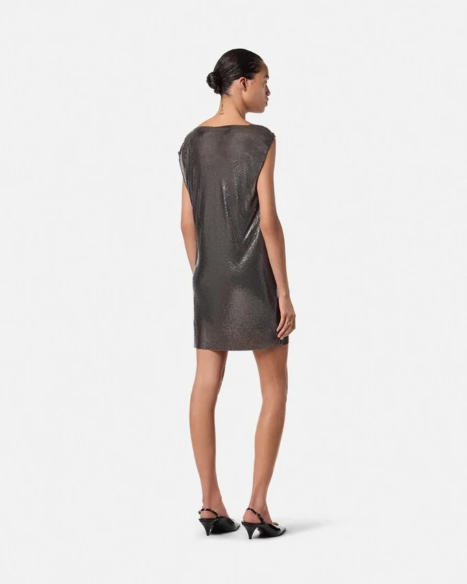 Safety Pin Metal Mesh Mini Dress Safety Pin Metal Mesh Mini Dress