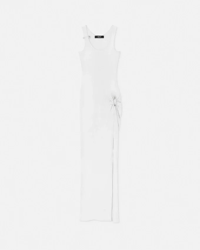 Safety Pin Ribbed Knit Draped Gown Safety Pin Ribbed Knit Draped Gown