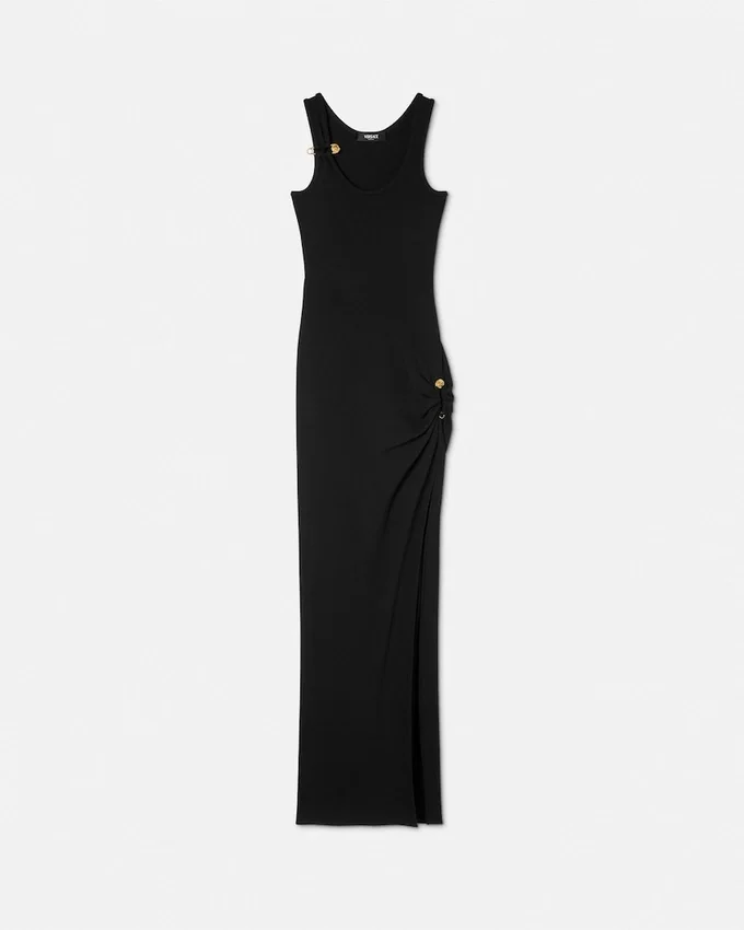 Safety Pin Ribbed Knit Draped Gown Safety Pin Ribbed Knit Draped Gown
