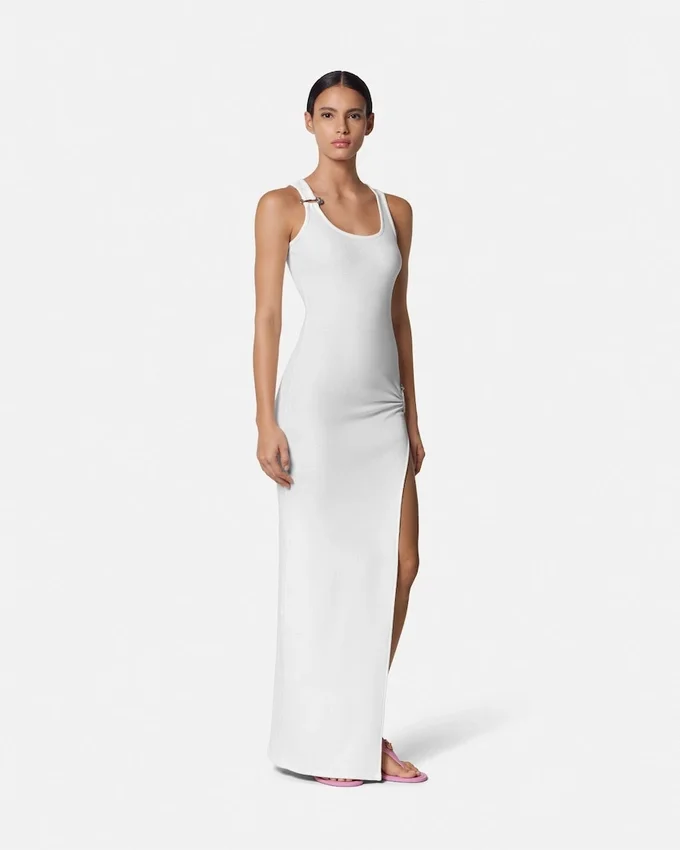 Safety Pin Ribbed Knit Draped Gown Safety Pin Ribbed Knit Draped Gown