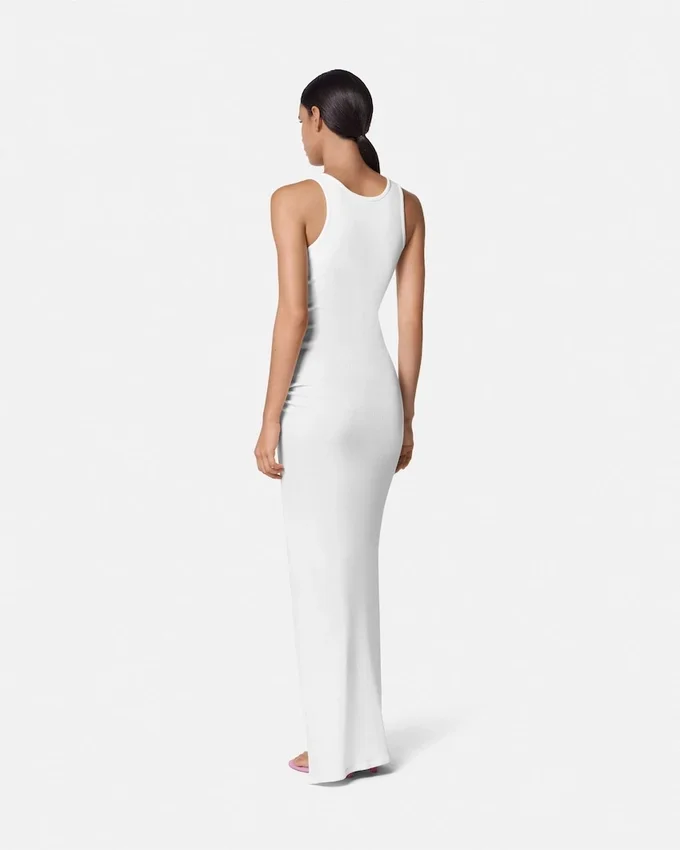 Safety Pin Ribbed Knit Draped Gown Safety Pin Ribbed Knit Draped Gown