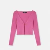 Safety Pin Ribbed Knit Fitted Cardigan Safety Pin Ribbed Knit Fitted Cardigan