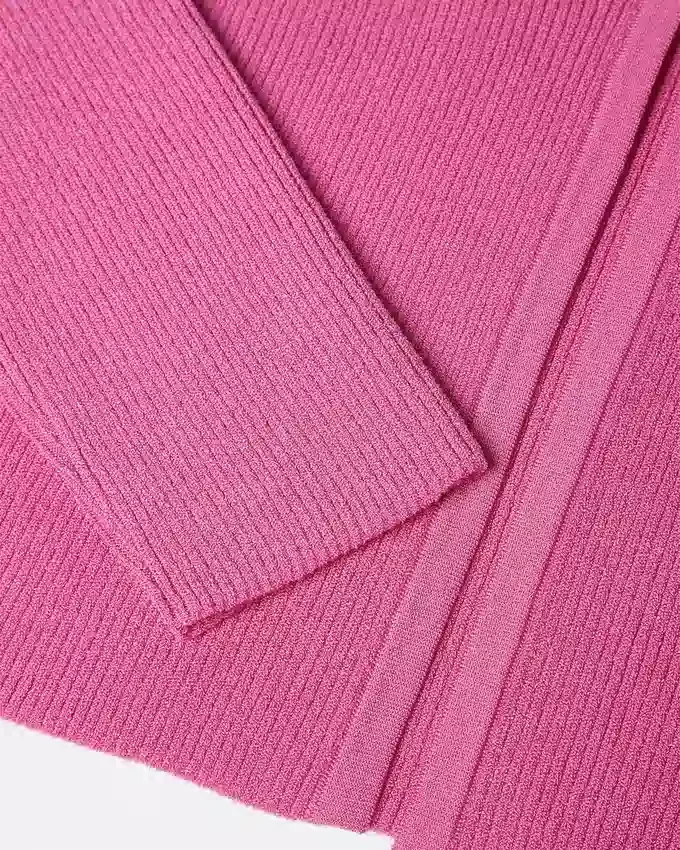 Safety Pin Ribbed Knit Fitted Cardigan Safety Pin Ribbed Knit Fitted Cardigan