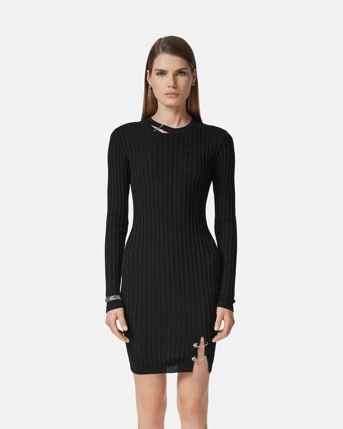 Safety Pin Ribbed-Knit Mini Dress Safety Pin Ribbed-Knit Mini Dress