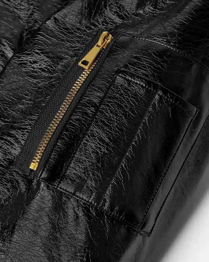Shiny Coated Bomber Jacket Shiny Coated Bomber Jacket