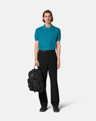 Silk-Cotton Knit Polo