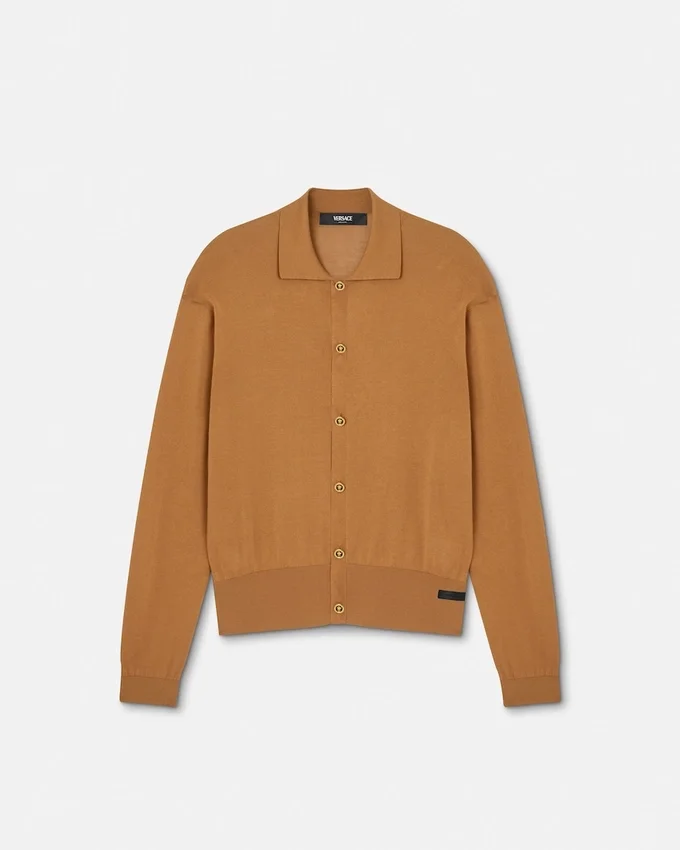 Silk-Cotton Knit Polo Cardigan Silk-Cotton Knit Polo Cardigan