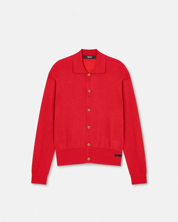 Silk-Cotton Knit Polo Cardigan Silk-Cotton Knit Polo Cardigan