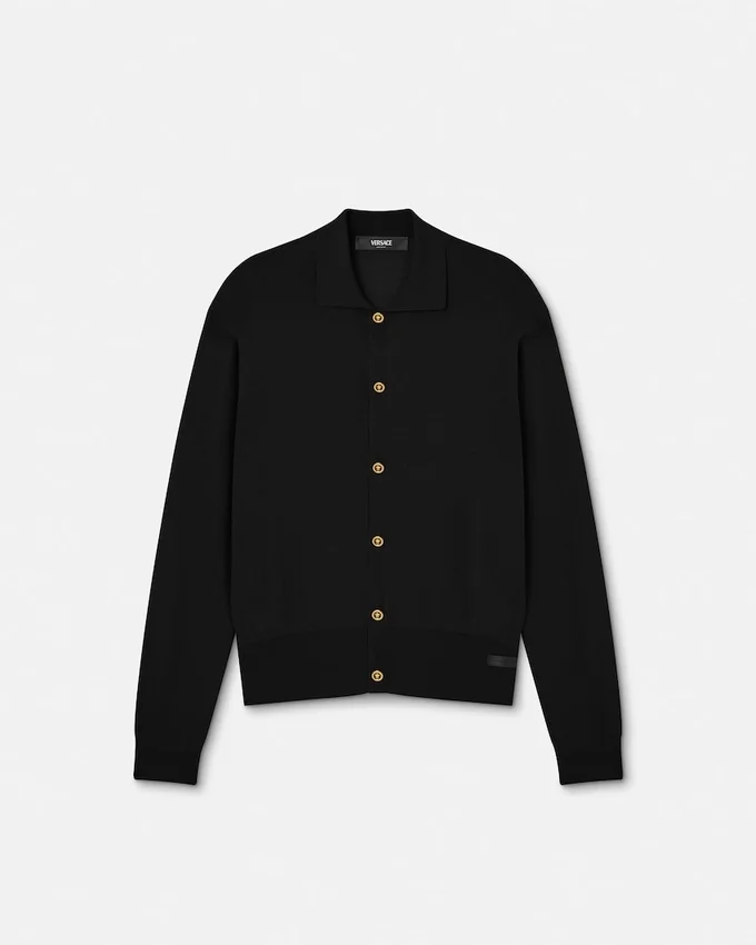 Silk-Cotton Knit Polo Cardigan Silk-Cotton Knit Polo Cardigan
