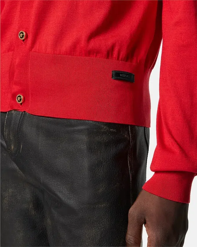Silk-Cotton Knit Polo Cardigan Silk-Cotton Knit Polo Cardigan