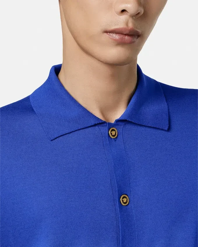 Silk-Cotton Knit Polo Cardigan Silk-Cotton Knit Polo Cardigan